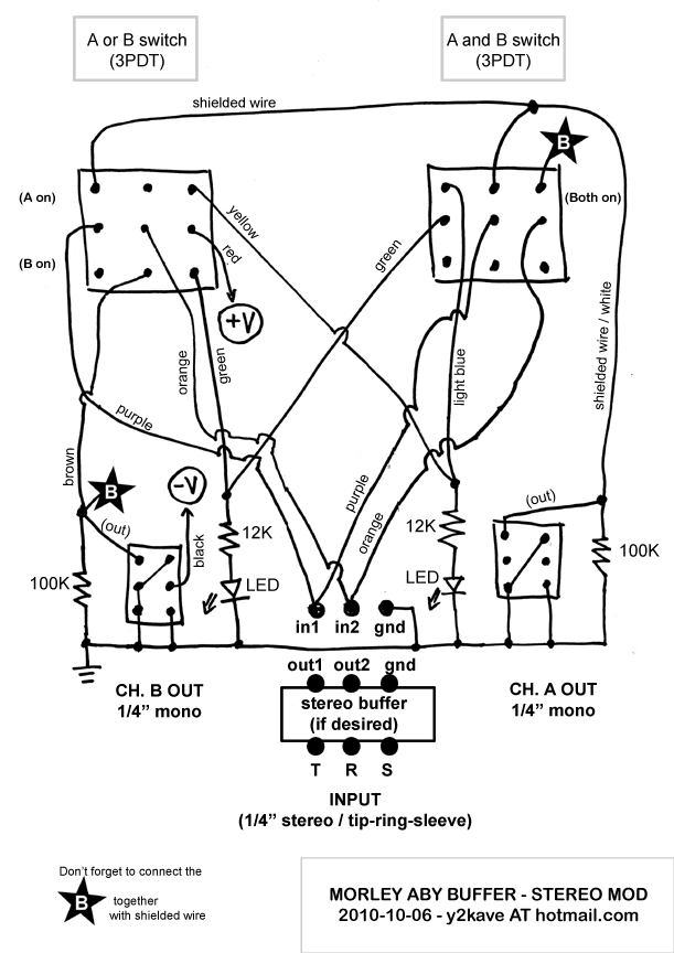 Morley ABY Mod #2 - Stereo Input and Mono Output - Peter's ... active guitar wiring schematics 